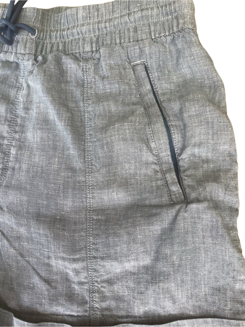 Athleta Cabo Linen Shorts Blue Slub 100% Linen Pull-On Elastic Waist Size 12 - Picture 4 of 11